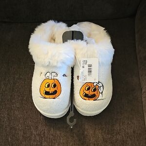 American Eagle Snoopy Fuzzy Pumpkin Slippers